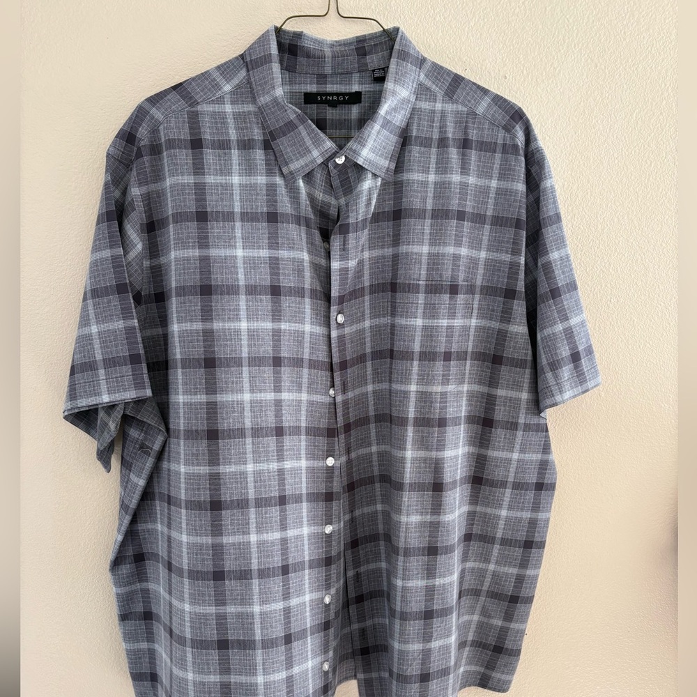 Stylish 2x Gray Plaid Men's Shirt